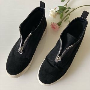 New Look Black zip high top trainers size 5/38